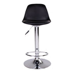 Tabouret Trondheim noir vu de face avec son levier de réglage et son repose-pieds chromé