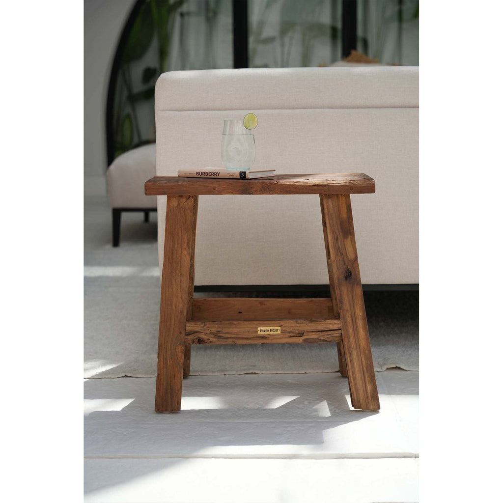 Tabouret rustique Fab en teck, vue 4