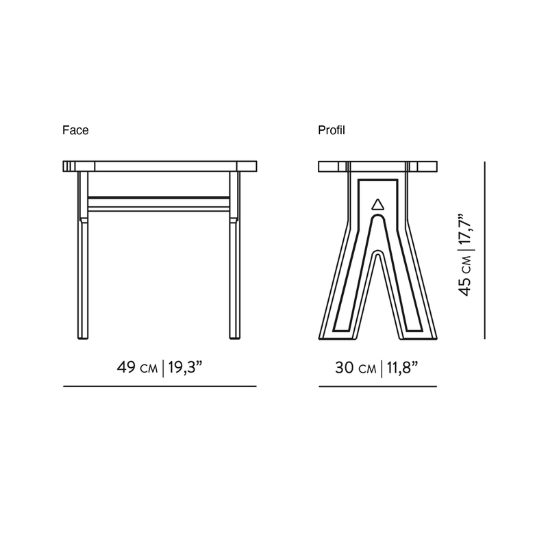 Dimensions Taburet Multibanqueta din lemn masiv