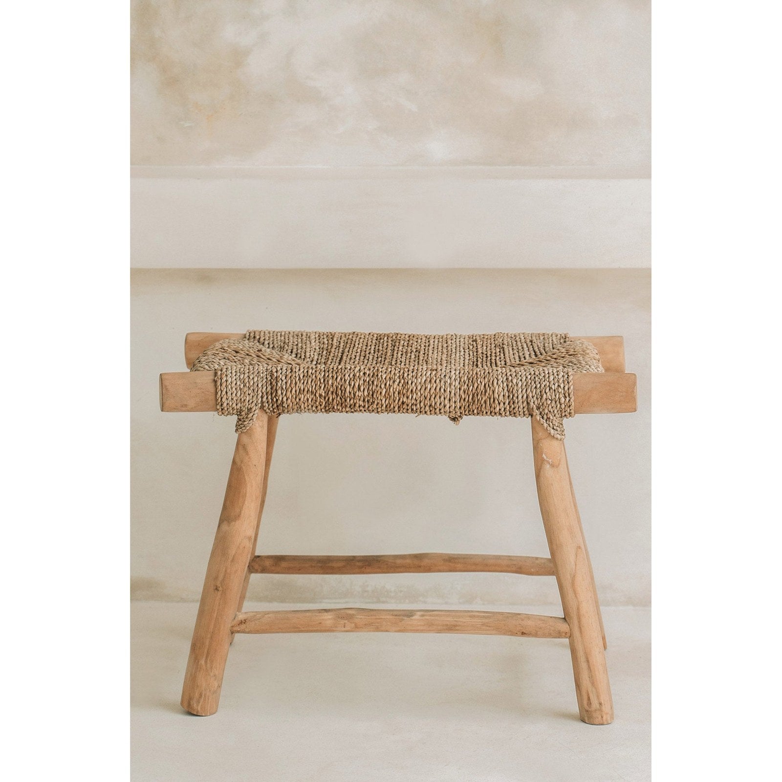 Tabouret Porto en teck et jonc de mer, vue 7