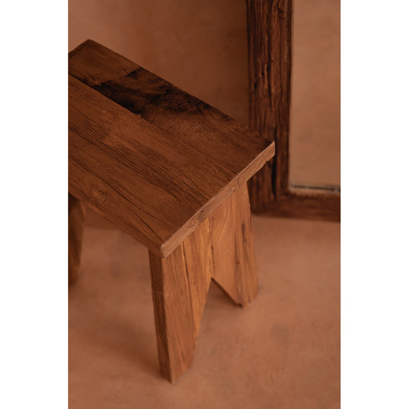 Dimensions Tabouret rectangulaire Siku en teck recyclé naturel