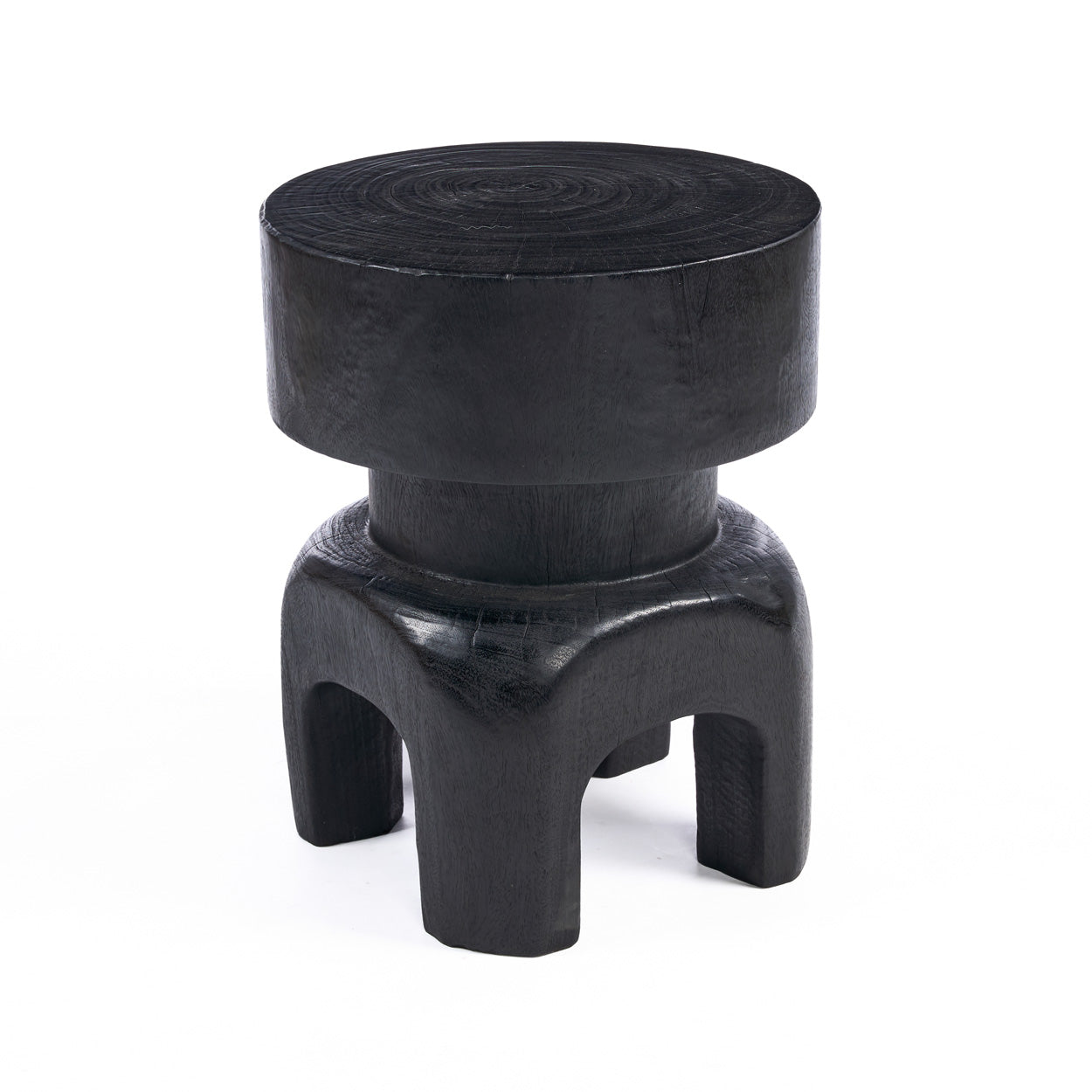 Tabouret Squat Spot en bois noir, vue 5