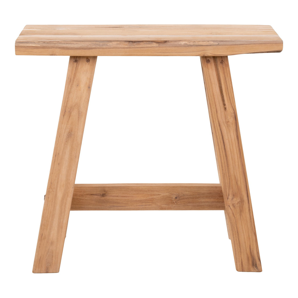 Tabouret Barcelona teck recyclé naturel vue de face assise 50x25 cm hauteur 45 cm