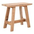 Tabouret en teck recyclé naturel Barcelona vue trois quarts structure en A pieds bois massif