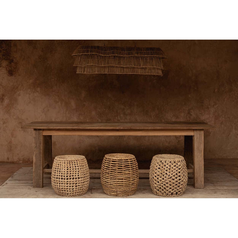 Dimensions Tabouret tonneau Zarkah en feuille de bananier naturelle