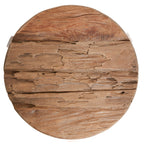 Assise ronde en planches de teck recyclé du tabouret Yatai moyen modèle vue de dessus