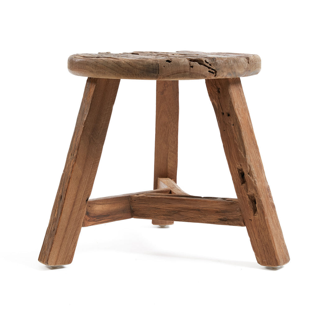 Tabouret Yatai en teck recyclé modèle moyen, vue 7