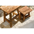 Tabouret Yoke en teck recyclé petit modèle, vue 4