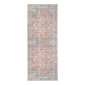 Tapis couloir Havana chenille double médaillon oriental terracotta bleu 80x200 cm