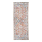 Tapis couloir Havana chenille double médaillon oriental terracotta bleu 80x200 cm