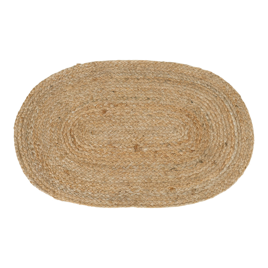 Tapis d'entrée Bombay jute naturel ovale tressé 50x80 cm vue du dessus