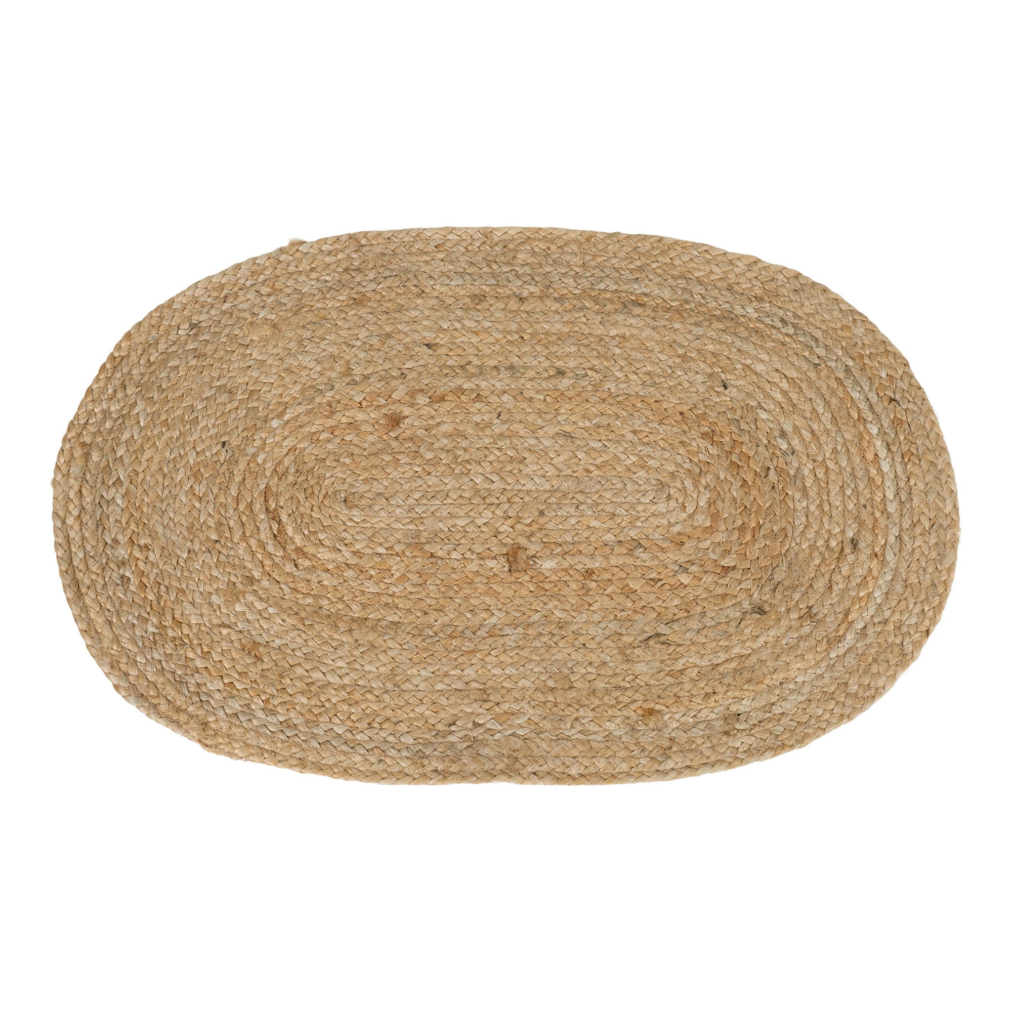 Tapis d'entrée Bombay jute naturel ovale tressé 50x80 cm vue du dessus