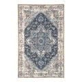 Tapis d'entrée Havana chenille médaillon oriental bleu marine ivoire 50x80 cm vue dessus