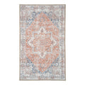 Tapis d'entrée Havana chenille médaillon oriental terracotta bleu 50x80 cm vue dessus