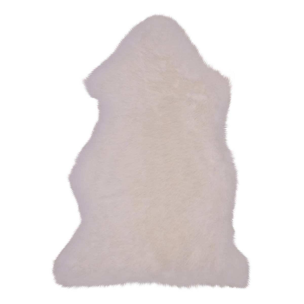 Tapis façon peau d'agneau fausse fourrure ivoire vu du dessus poil long et contour arrondi