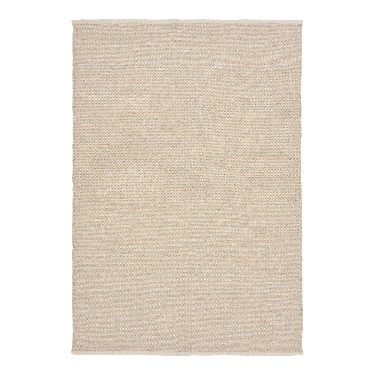 Tapis Gaya laine beige 200 x 300 cm vu à plat avec sa bande claire aux deux extrémités