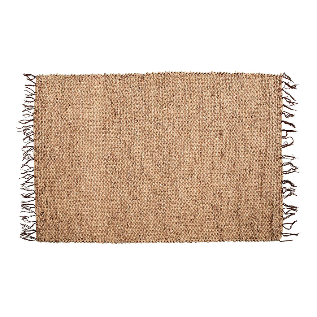 Tapis en jacinthe d'eau et coton à franges 260 x 180 cm