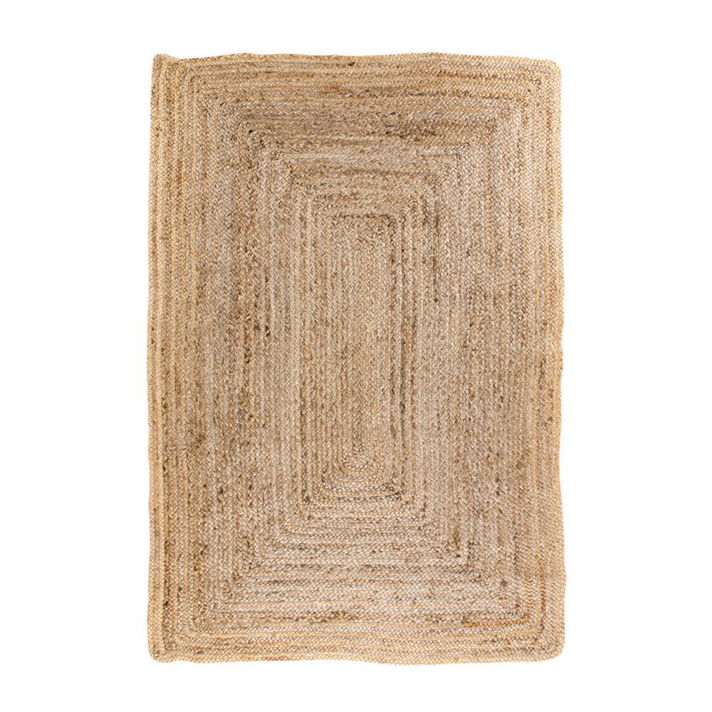 Tapis Bombay jute tressé naturel 120x180 cm motif rectangulaire concentrique vue dessus