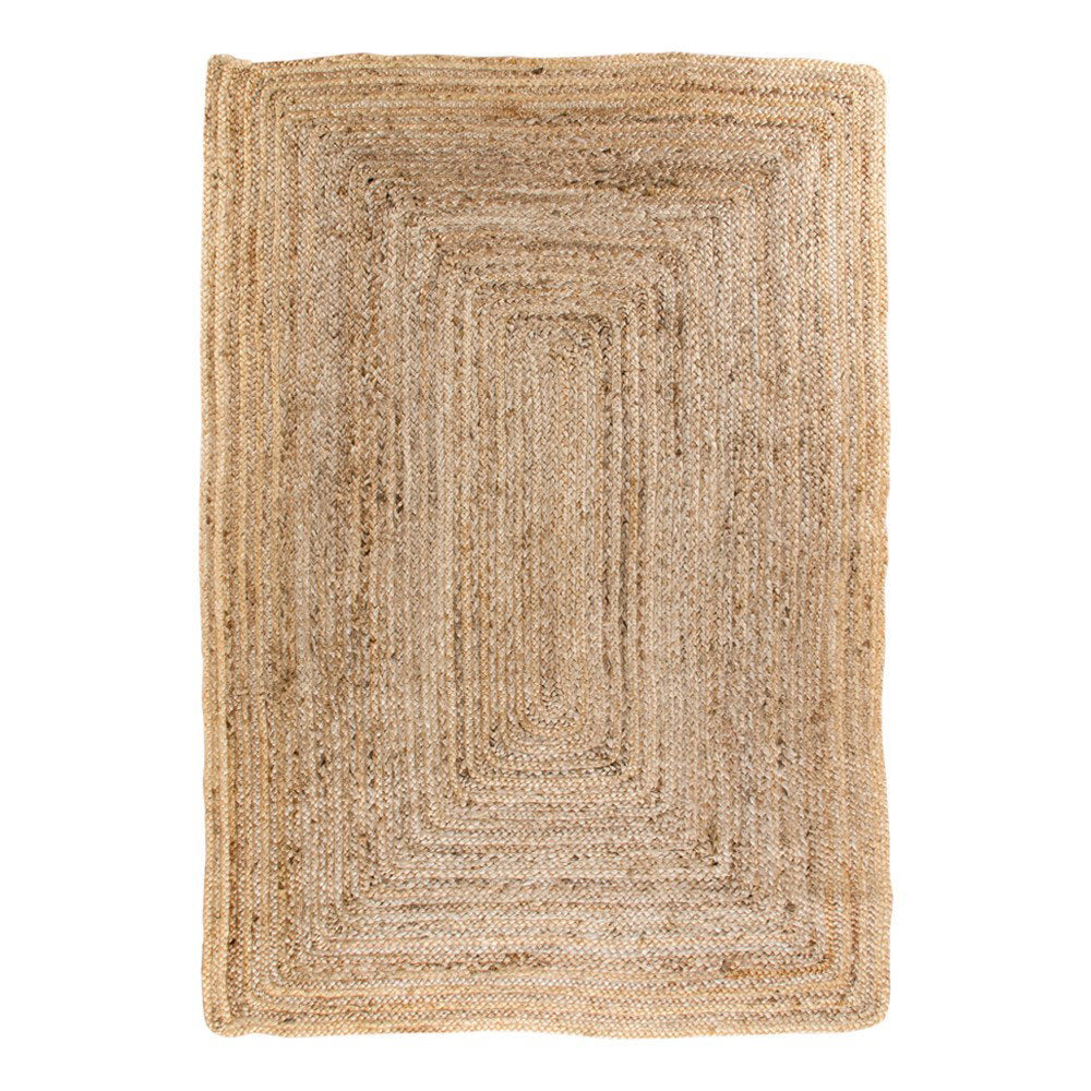 Tapis Bombay jute tressé naturel 180x240 cm motif rectangulaire concentrique vue dessus