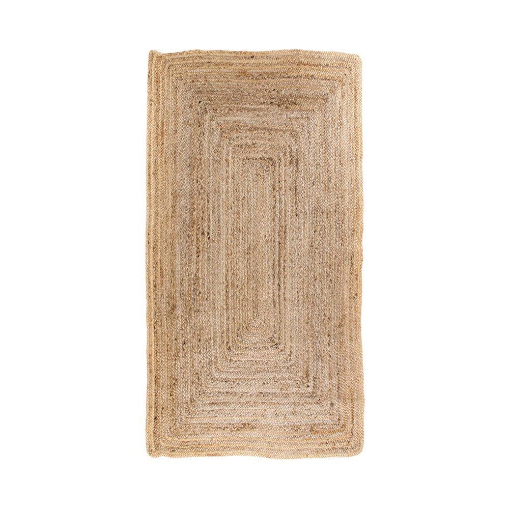 Tapis Bombay jute tressé naturel 65x135 cm motif rectangulaire concentrique vue dessus