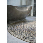 Tapis rond en jonc de mer brun noir 100 cm de diamètre, vue 3