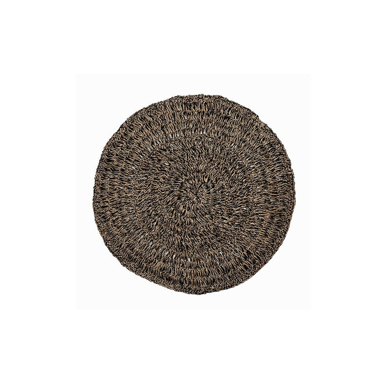 Dimensions Tapis rond en jonc de mer brun noir 100 cm de diamètre