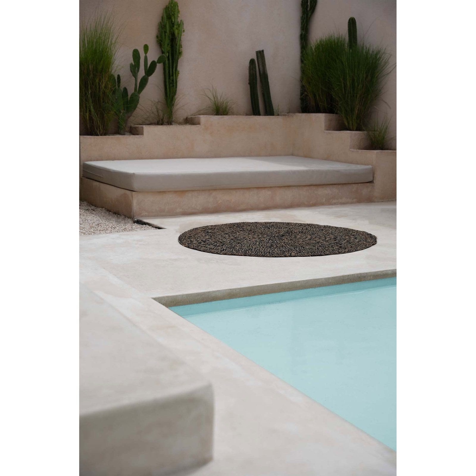 Tapis rond en jonc de mer brun noir 150 cm de diamètre, vue 3