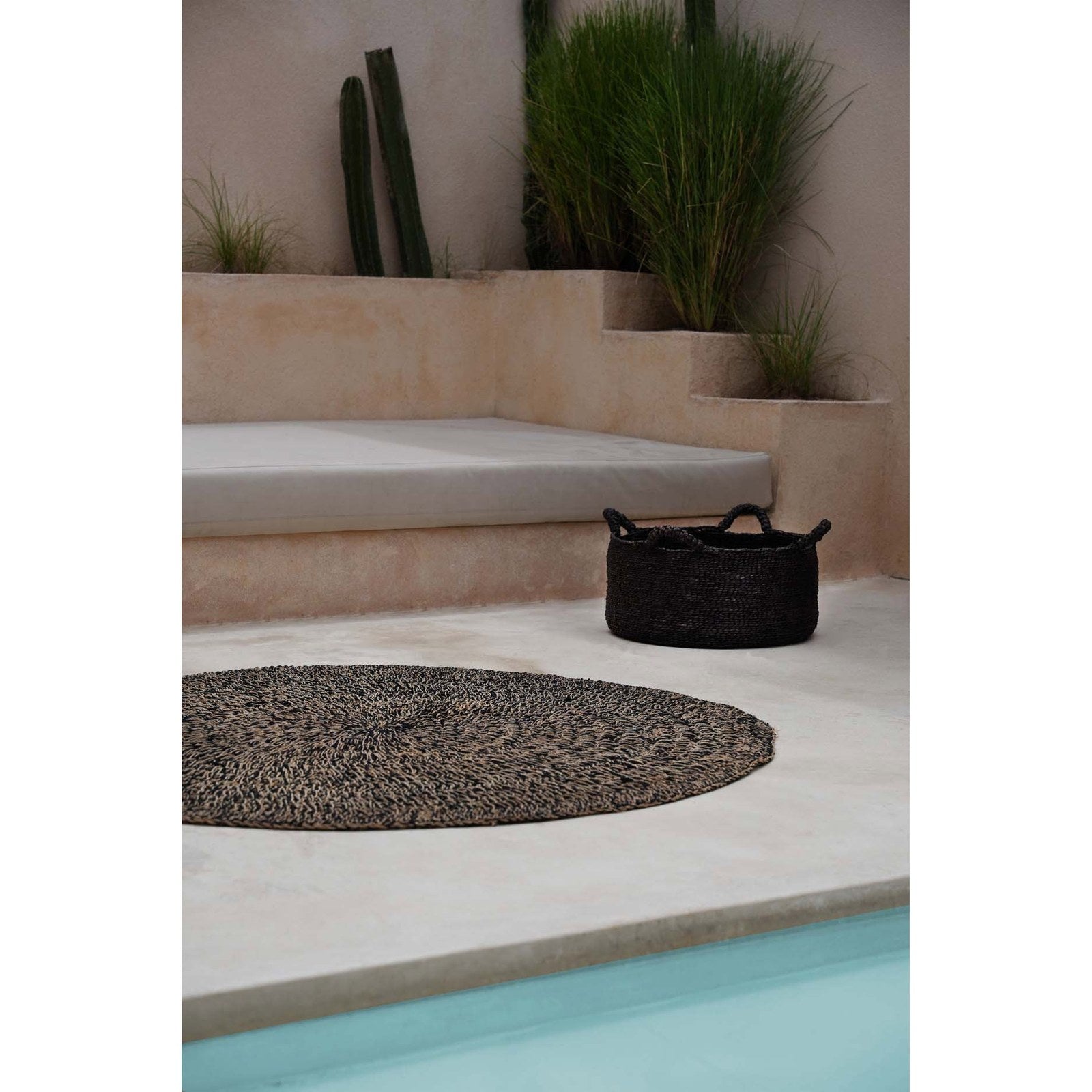 Tapis rond en jonc de mer brun noir 150 cm de diamètre, vue 4