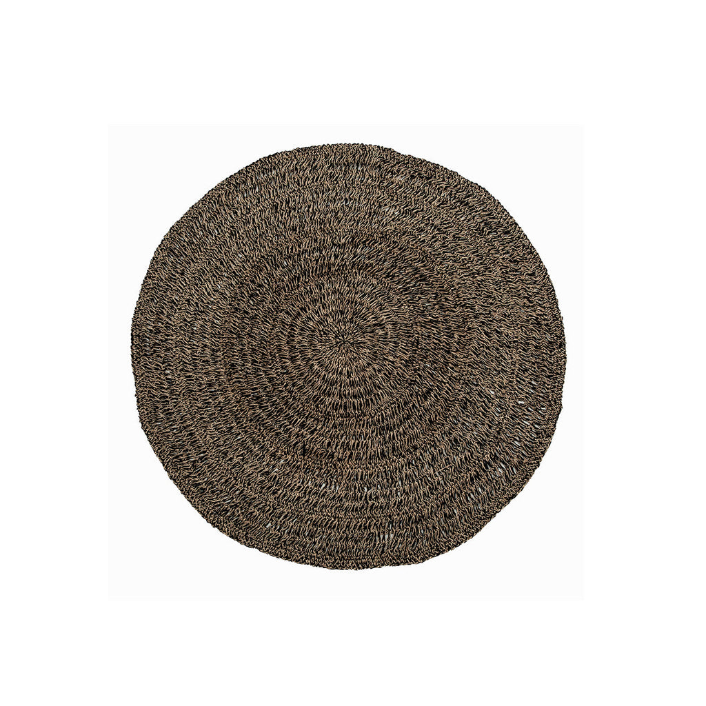 Tapis rond en jonc de mer brun noir 150 cm de diamètre