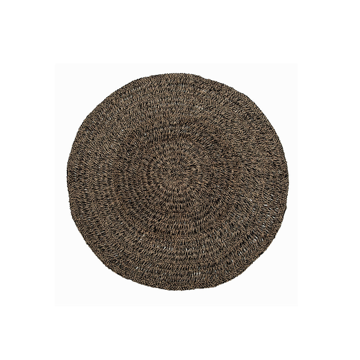 Tapis rond en jonc de mer brun noir 150 cm de diamètre