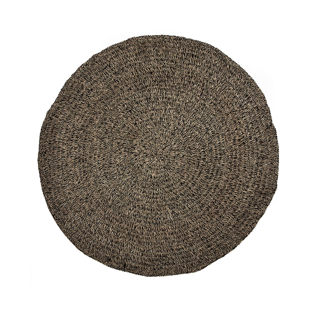 Tapis rond en jonc de mer brun noir 200 cm de diamètre