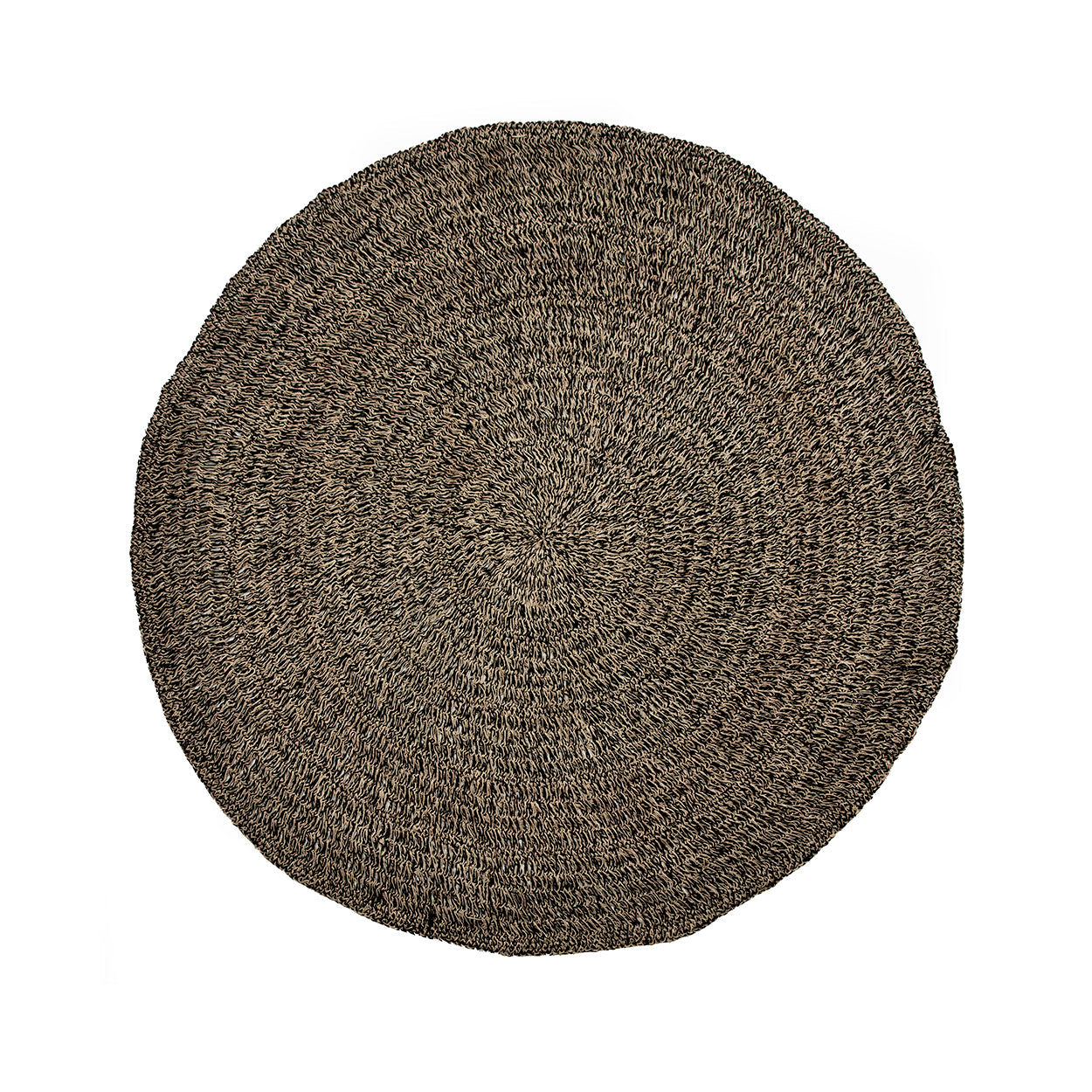 Tapis rond en jonc de mer brun noir 200 cm de diamètre