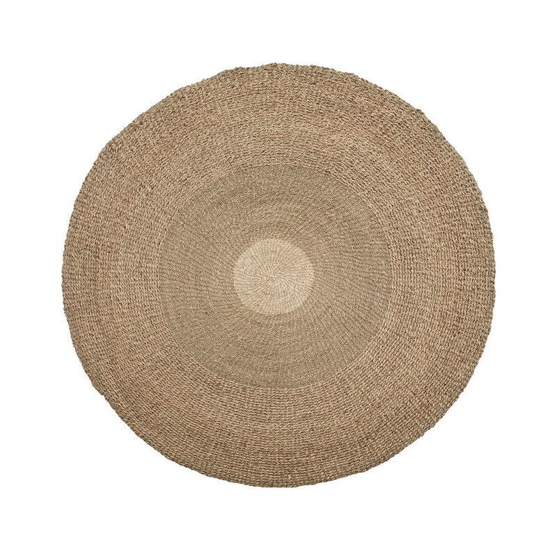 Dimensions Tapis rond en jonc de mer à centre clair 200 cm de diamètre