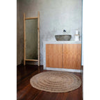 Tapis rond en jonc de mer naturel 100 cm de diamètre en situation