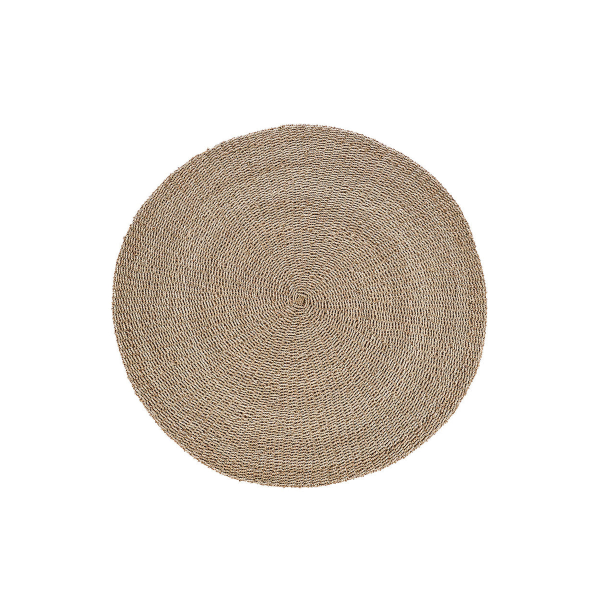 Tapis rond Sizali en sisal naturel ø 150 cm vu de dessus avec sa spirale partie du centre