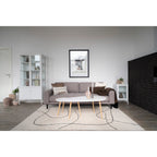 Tapis Tampa naturel tracé noir salon nordique canapé gris table basse bois blanc
