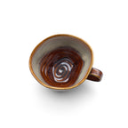 Tasse évasée en céramique émaillée brune et grise 11 cm, vue 3