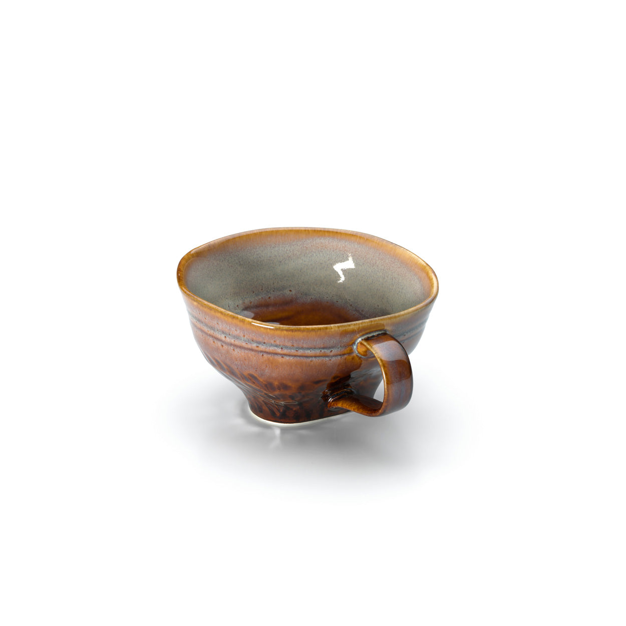 Tasse évasée en céramique émaillée brune et grise 11 cm, vue 5