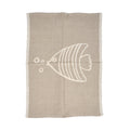 Torchon de cuisine Fish en lin naturel à motif poisson écru 50 x 70 cm
