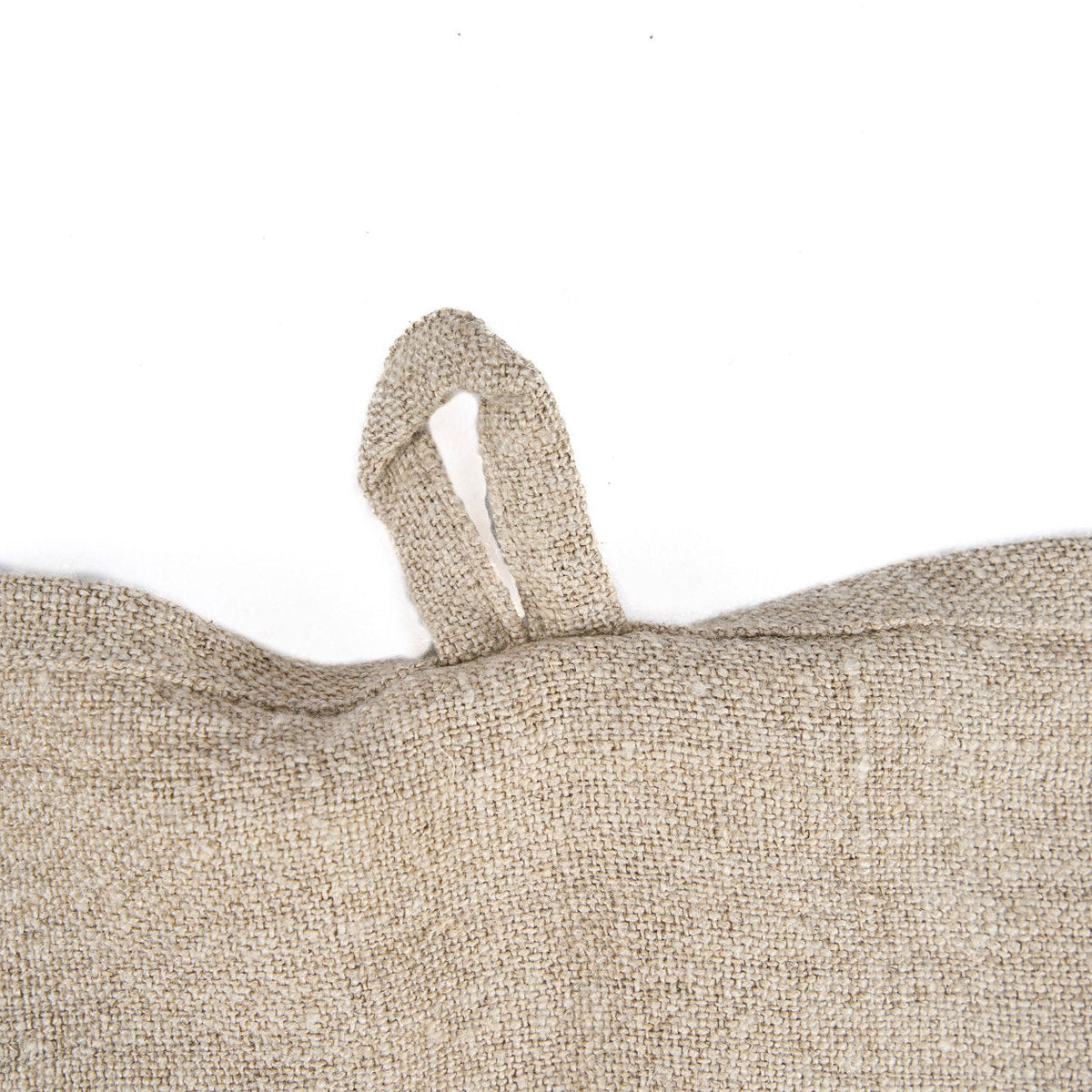 Boucle d'accroche en lin naturel cousue au bord du torchon Moody