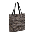 Tote bag Ava imprimé léopard sable et noir anses sangle vue trois quarts