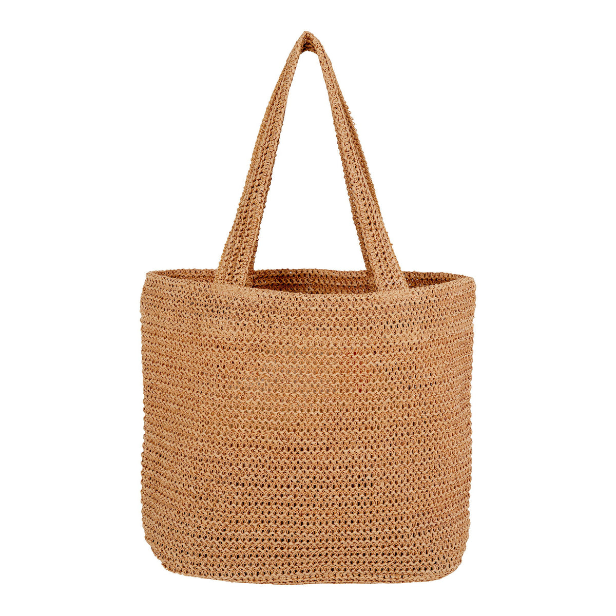Tote bag Parade vu de face en paille de papier tressée naturelle avec ses deux anses d'épaule