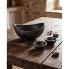 Trio de coupes en terre cuite fumée noire, vue 3