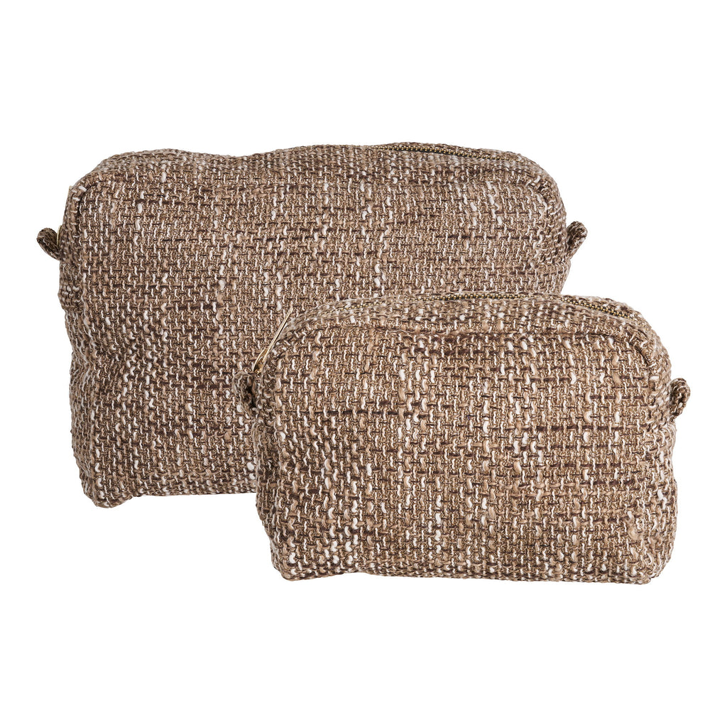 Set 2 trousses Safi tweed chiné brun doré vue arrière
