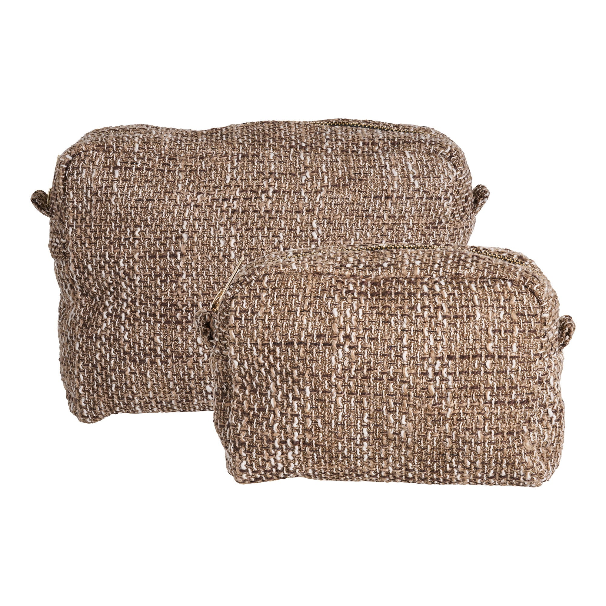 Set 2 trousses Safi tweed chiné brun doré vue arrière