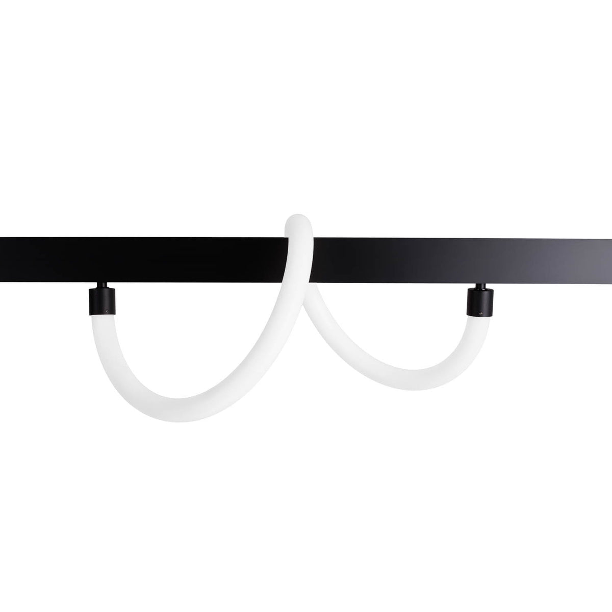 Tube lumineux souple Magnetic métal noir en vague passant au-dessus d'un rail noir
