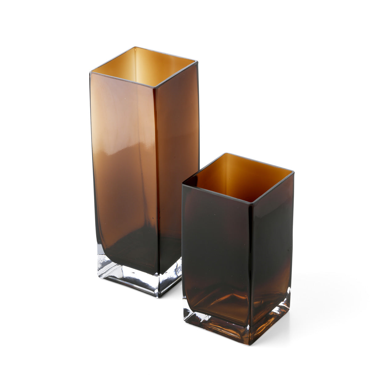Vase Amber Cuboid en verre ambré 20 cm, vue 4