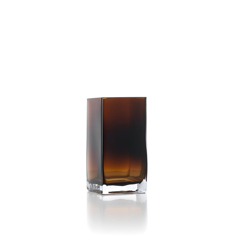 Dimensions Vase Amber Cuboid en verre ambré 20 cm