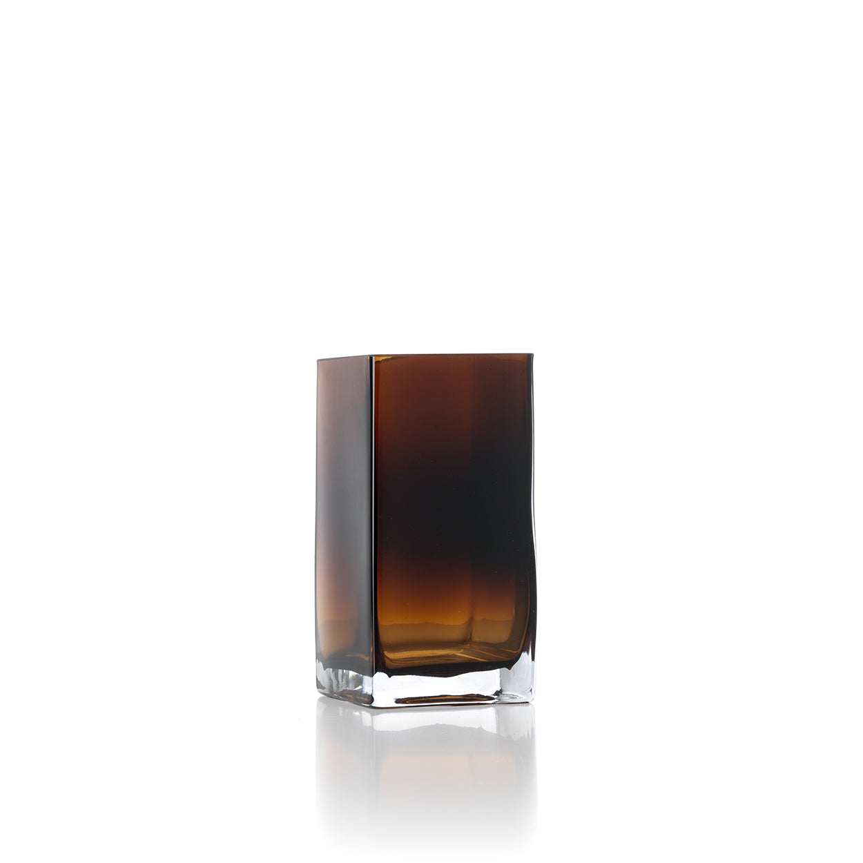 Vase Amber Cuboid en verre ambré 20 cm
