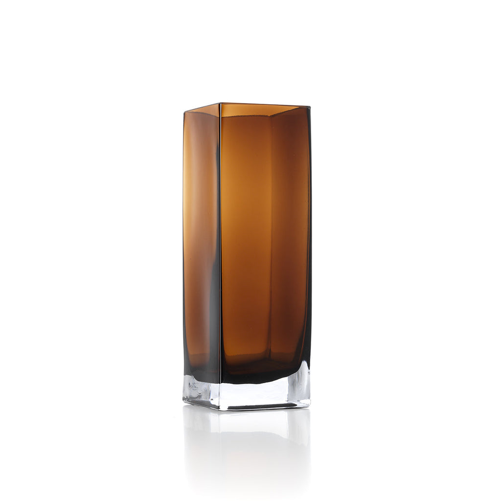 Vase Amber Cuboid en verre ambré 30 cm